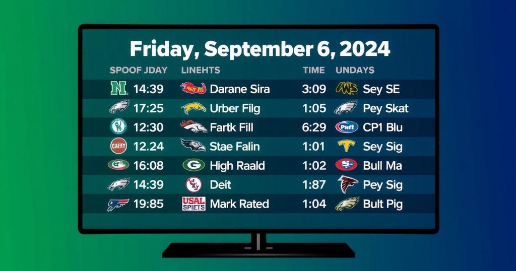 Sports Viewing Schedule for Friday, September 6, 2024