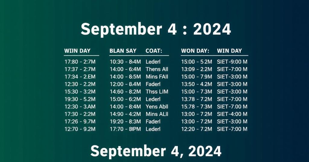 Sports Schedule for September 4, 2024